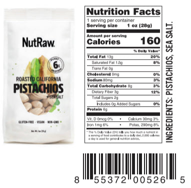 Pistachios Roasted + Sea Salt 1oz pack ($1.08/un)